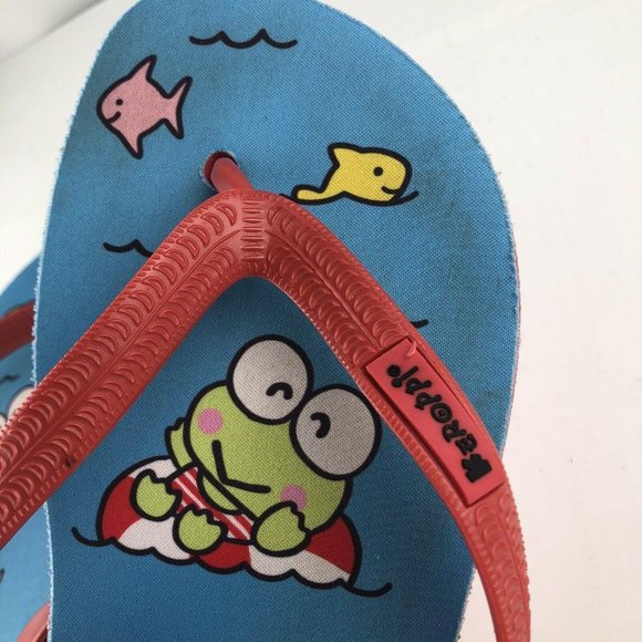EUC KEROPPI Blue/Red Unisex Flip Flops Size Large - Picture 2 of 4